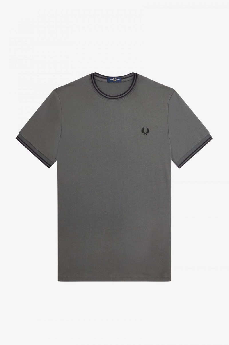 Field Green Fred Perry Twin Tipped Men's T Shirts | CAZDE17354