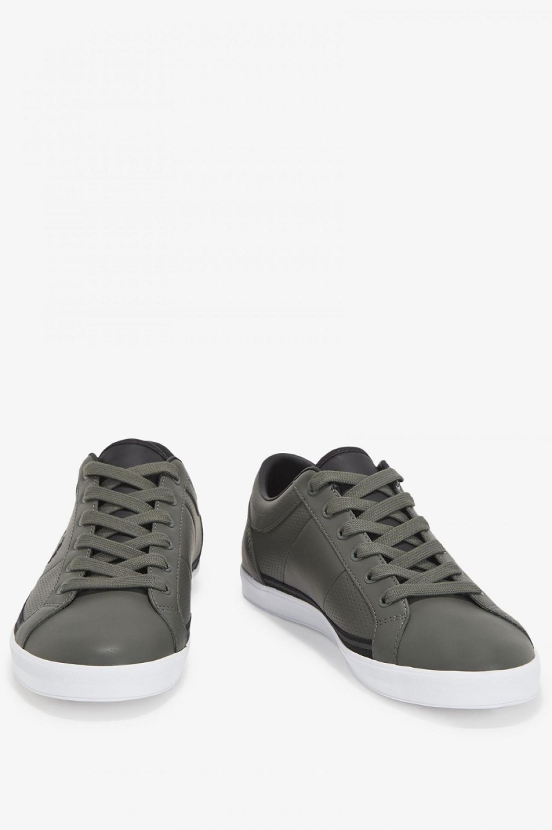 Field Green / Black Fred Perry Perforated Baseline Men's Shoes | CADYB74966