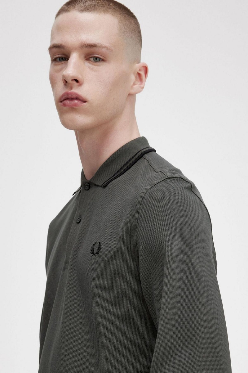 Field Green / Black / Black Fred Perry M3636 Men's Polo Shirts | TCAPQ90001