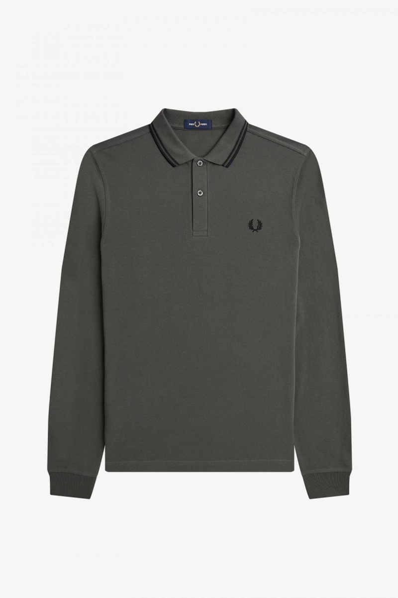 Field Green / Black / Black Fred Perry M3636 Men's Fred Perry Shirt | QCAWA31300