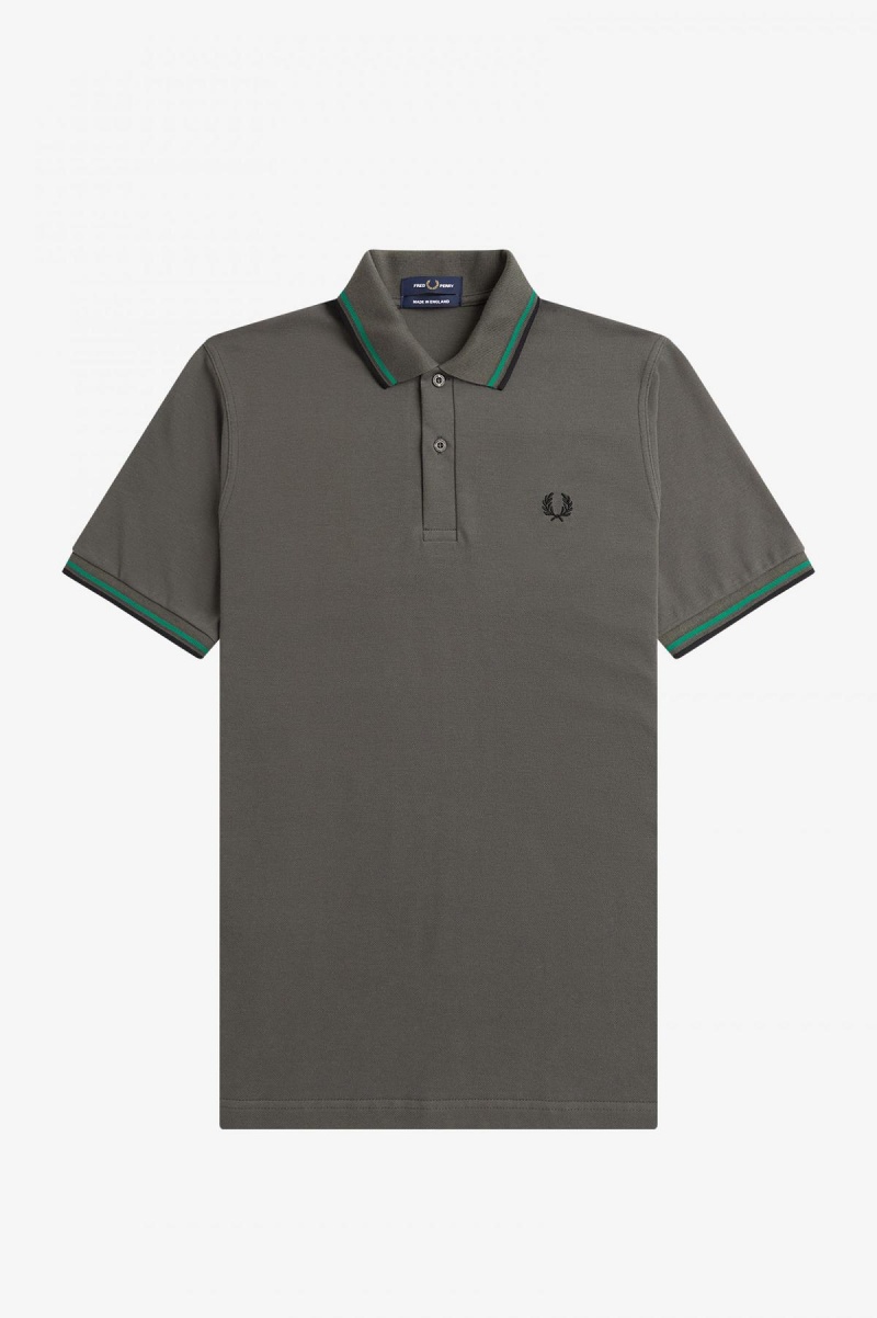 Field Green / Fred Perry Green / Black Fred Perry M12 Men's Fred Perry Shirt | YCAGT72083