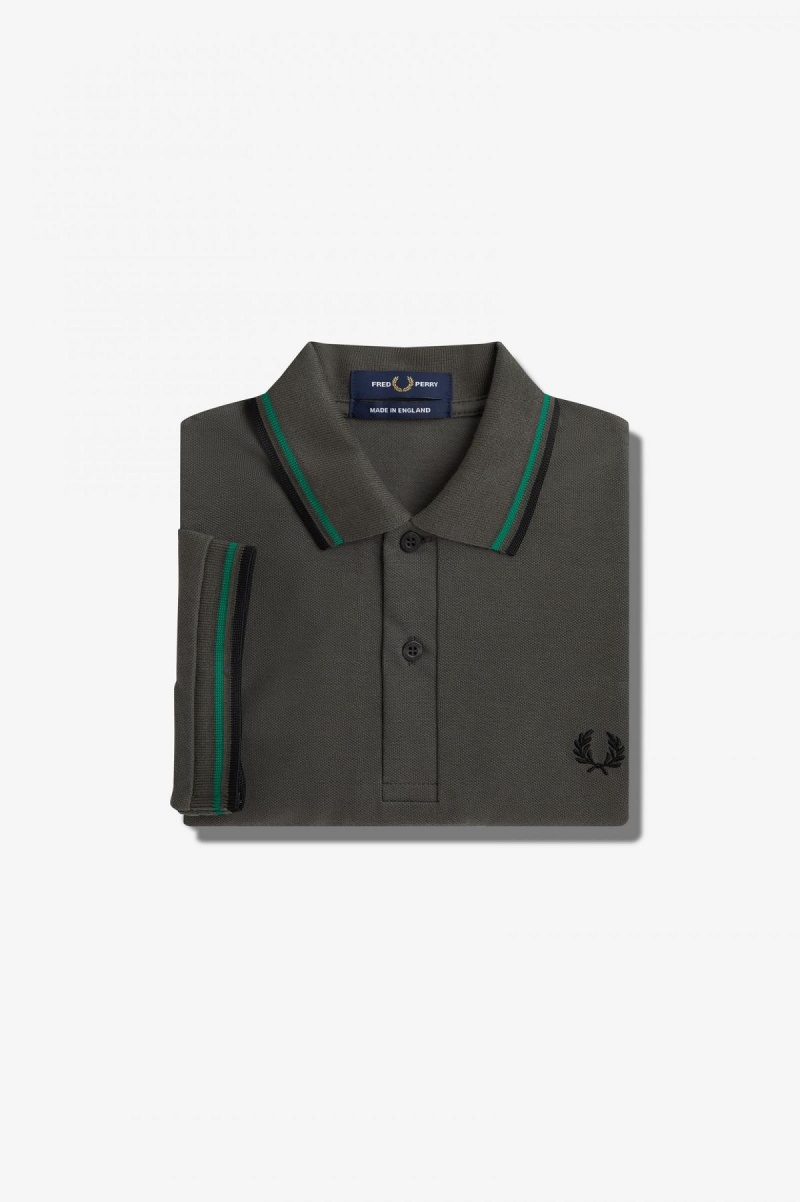 Field Green / Fred Perry Green / Black Fred Perry M12 Men\'s Fred Perry Shirt | YCAGT72083