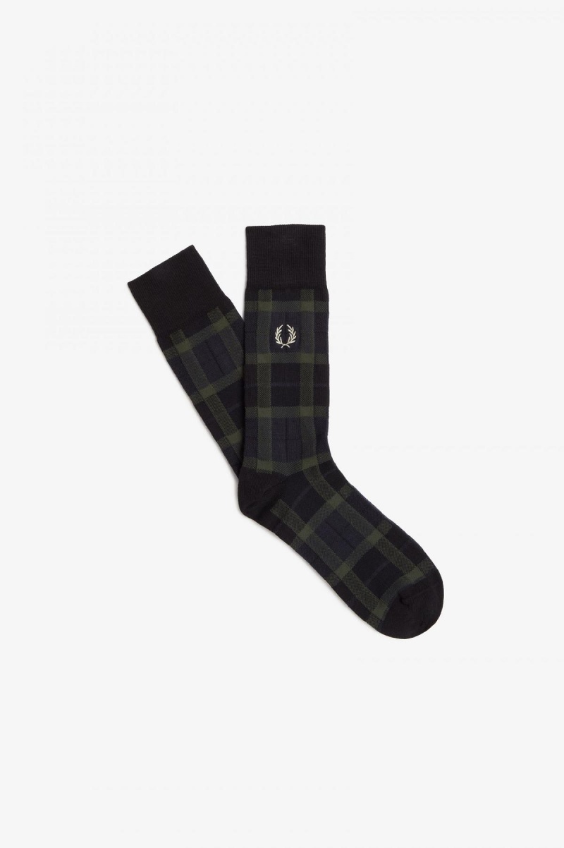 Field Green / Light Oyster Fred Perry Tartan Accessories Socks | CAQAV82185