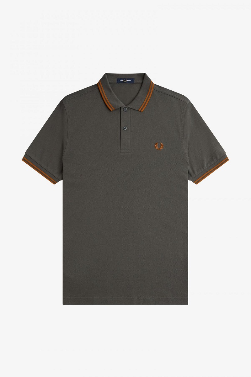 Field Green / Nut Flake / Nut Flake Fred Perry M3600 Men's Fred Perry Shirt | CAJBT63364