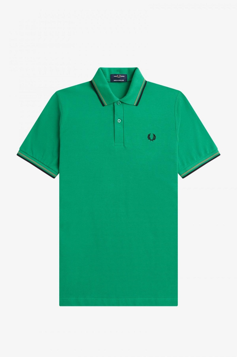 Fred Perry Green / Field Green / Black Fred Perry M12 Men's Fred Perry Shirt | LCASX78059