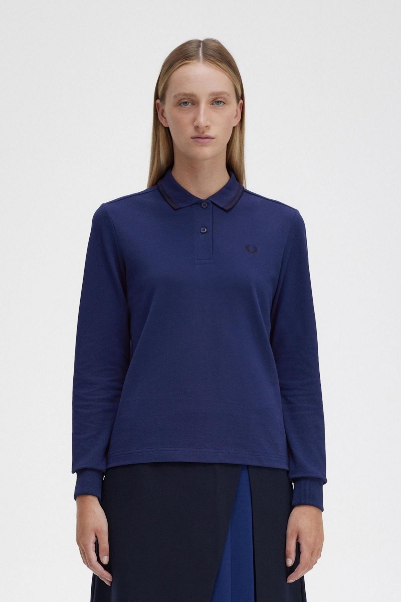 French Navy / Black / Black Fred Perry G3636 Women's Fred Perry Shirt | CAZPD32806