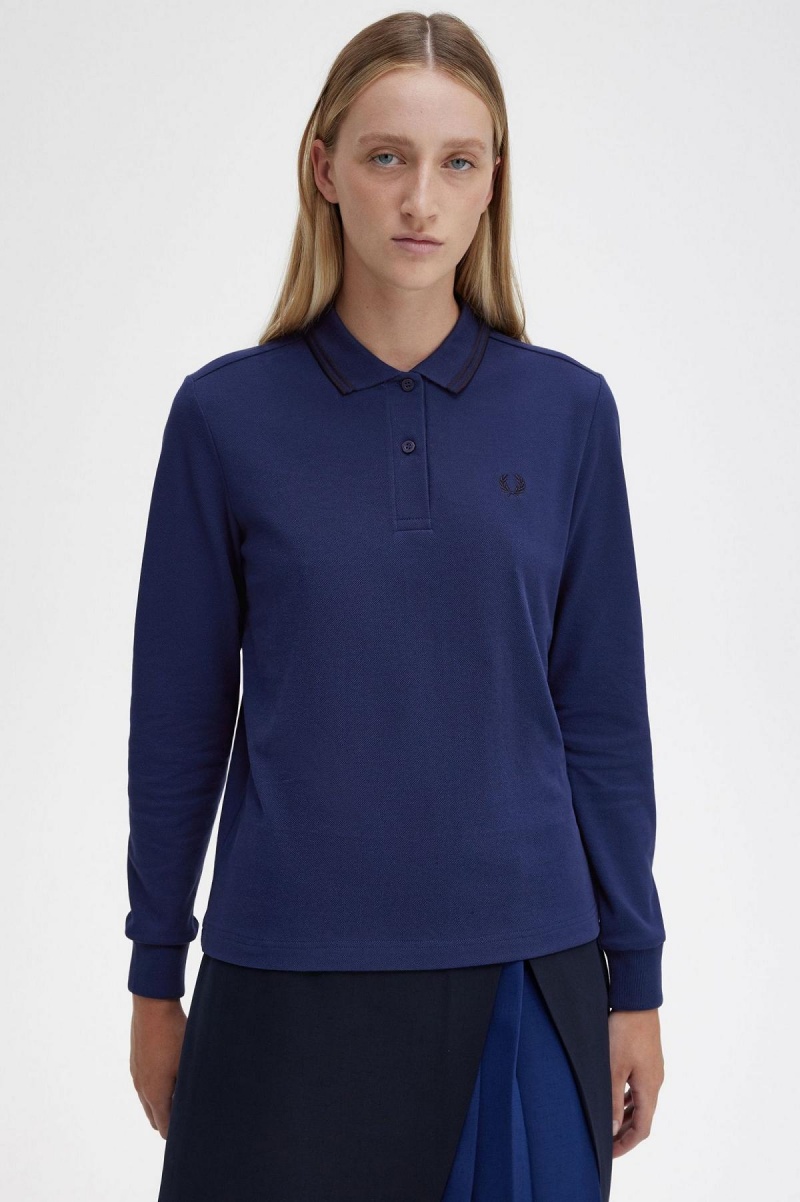 French Navy / Black / Black Fred Perry G3636 Women's Polo Shirts | CAEGJ69747