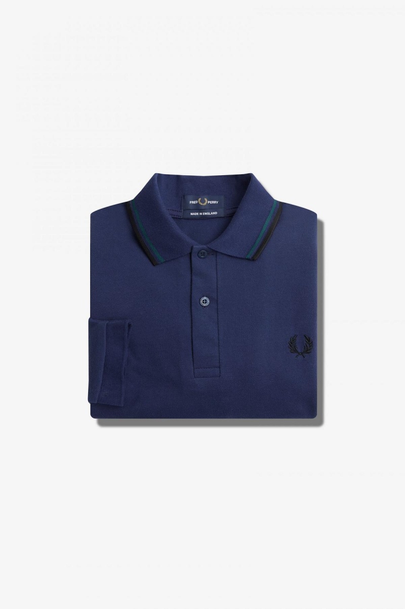 French Navy / Petrol Blue / Black Fred Perry M1212 Men\'s Fred Perry Shirt | QCAWA81996