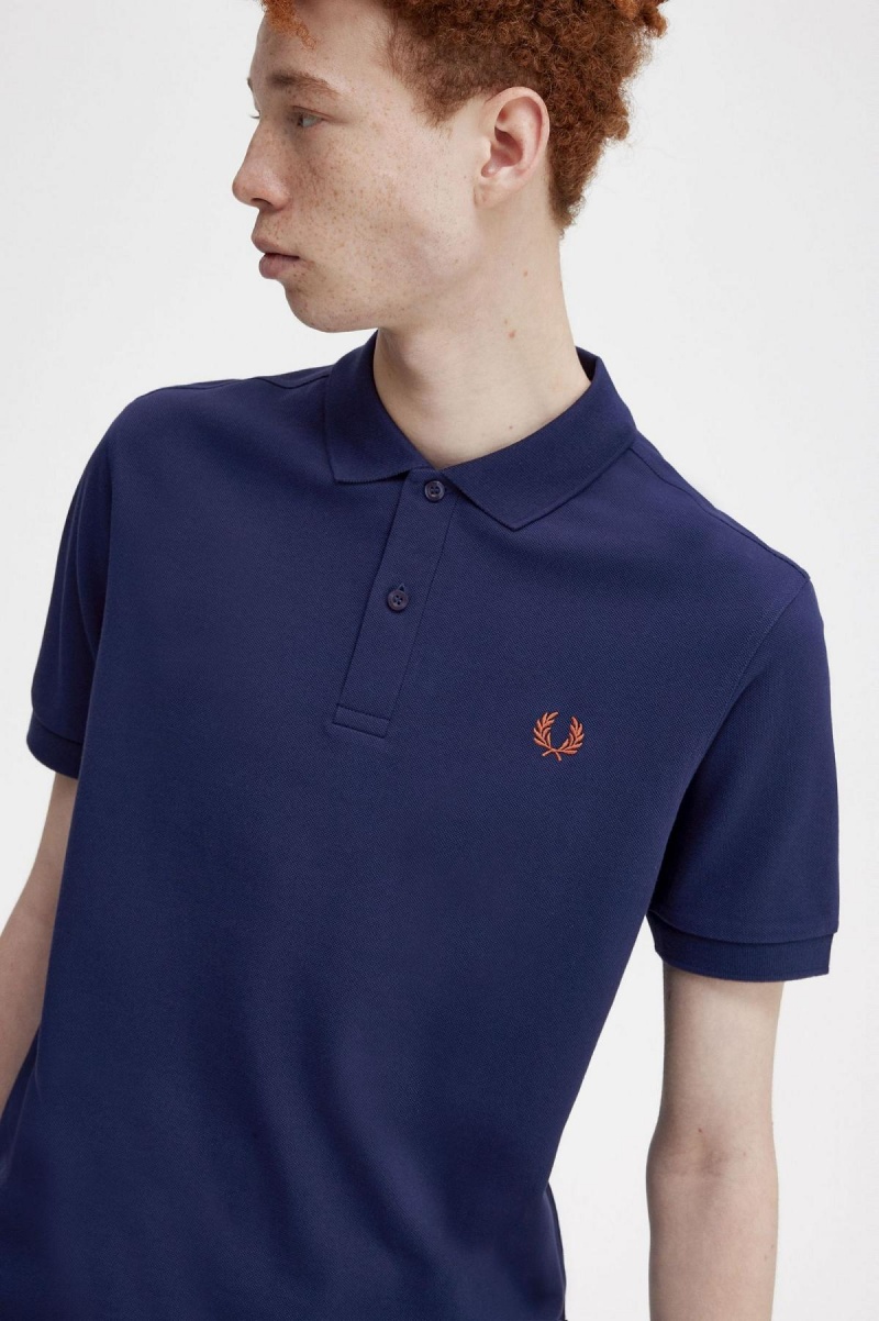 French Navy / Whisky Brown Fred Perry M6000 Men's Polo Shirts | LCASX94145