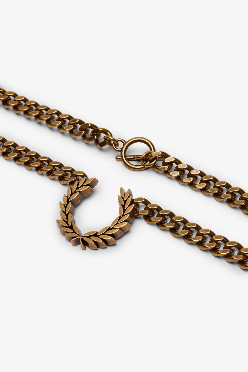 Gold Fred Perry Chunky Laurel Wreath Necklace Accessories Jewellery | UCATG73779