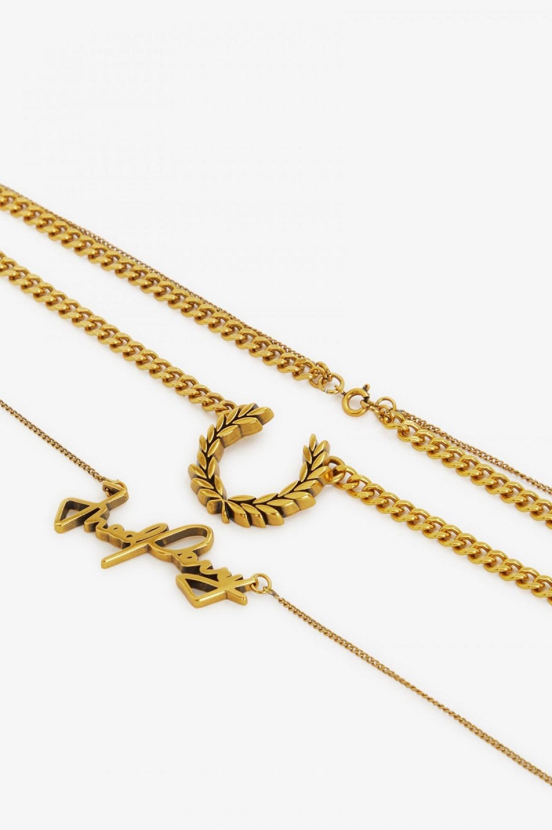 Gold Fred Perry Fred Perry Necklace Accessories Jewellery | FCAHY26217