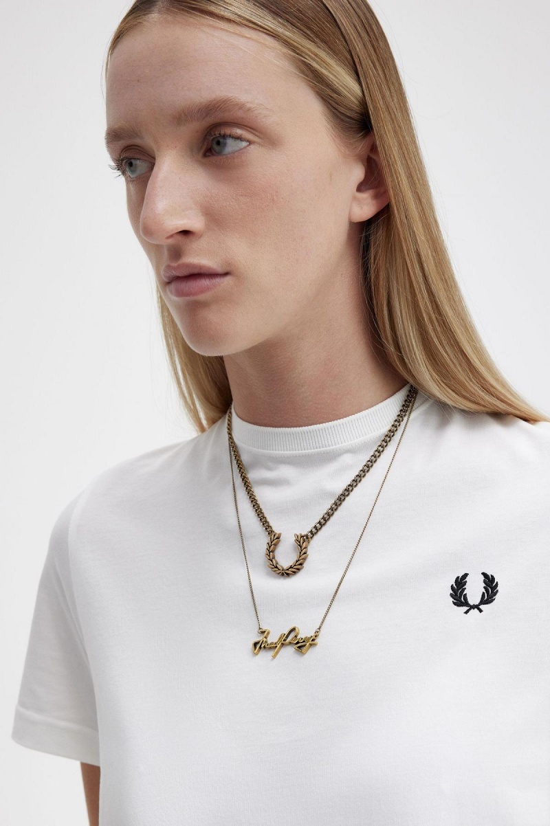 Gold Fred Perry Fred Perry Necklace Accessories Jewellery | FCAHY26217