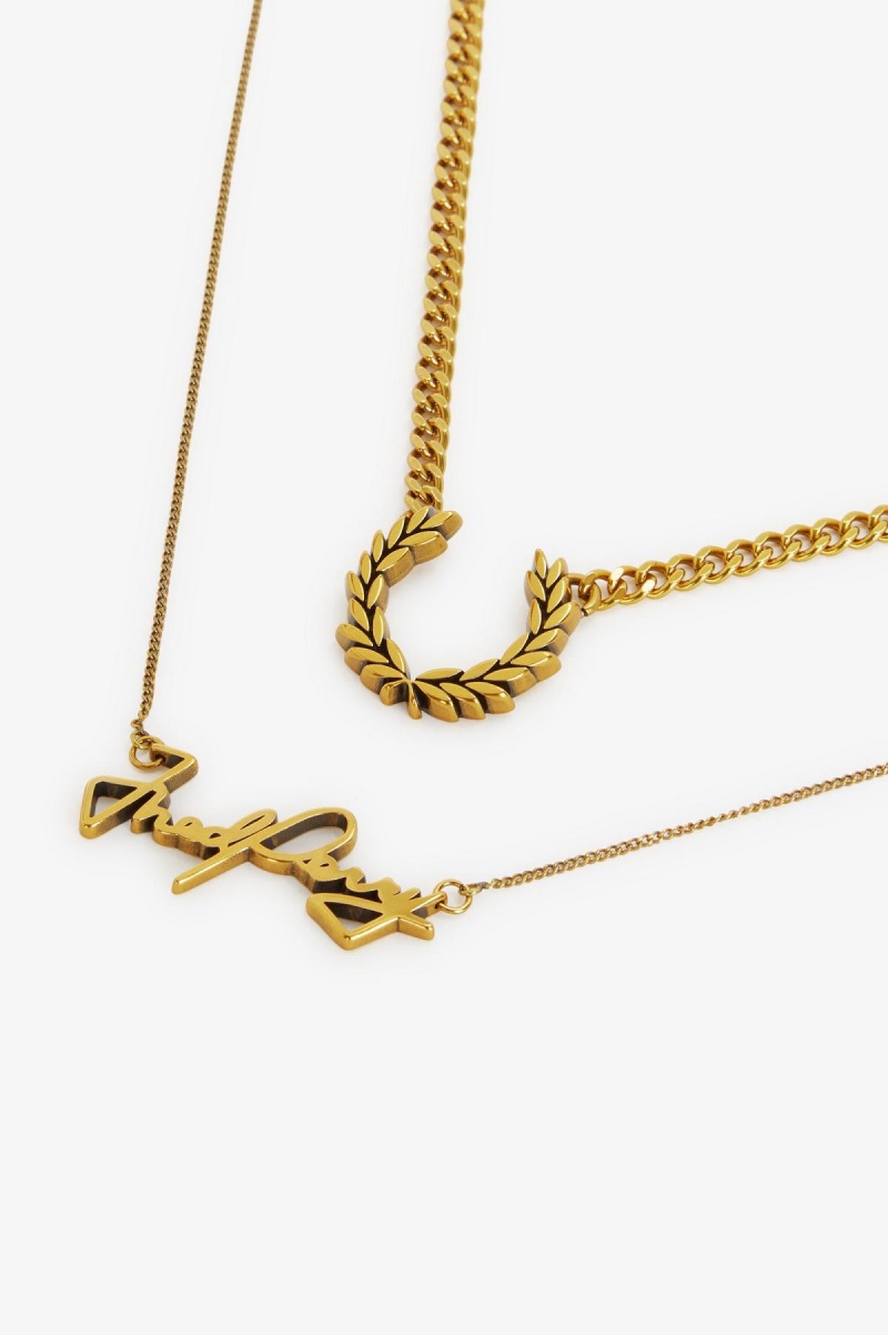 Gold Fred Perry Fred Perry Necklace Accessories Jewellery | FCAHY26217