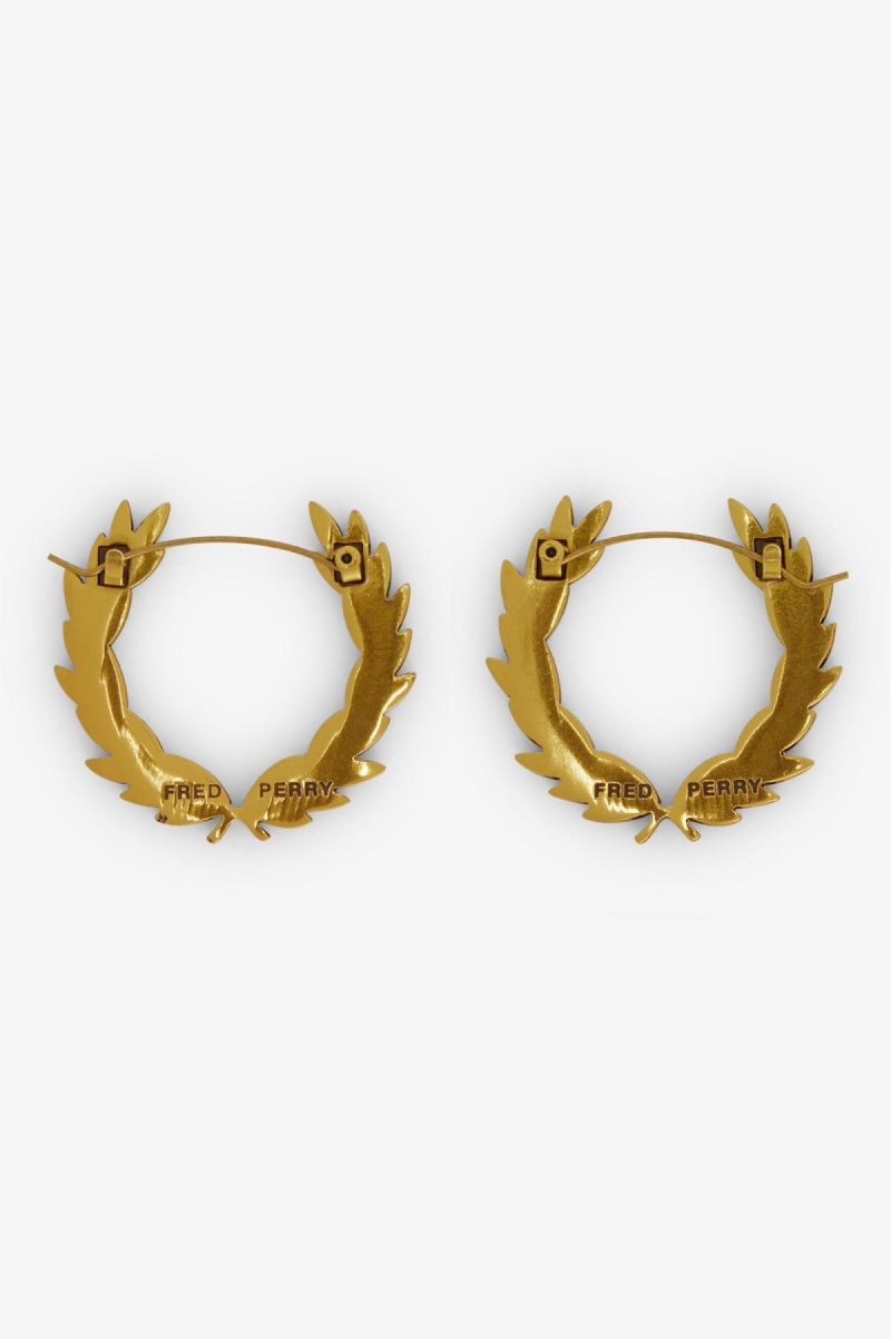 Gold Fred Perry Laurel Wreath Earrings Accessories Jewellery | DCAKV91799