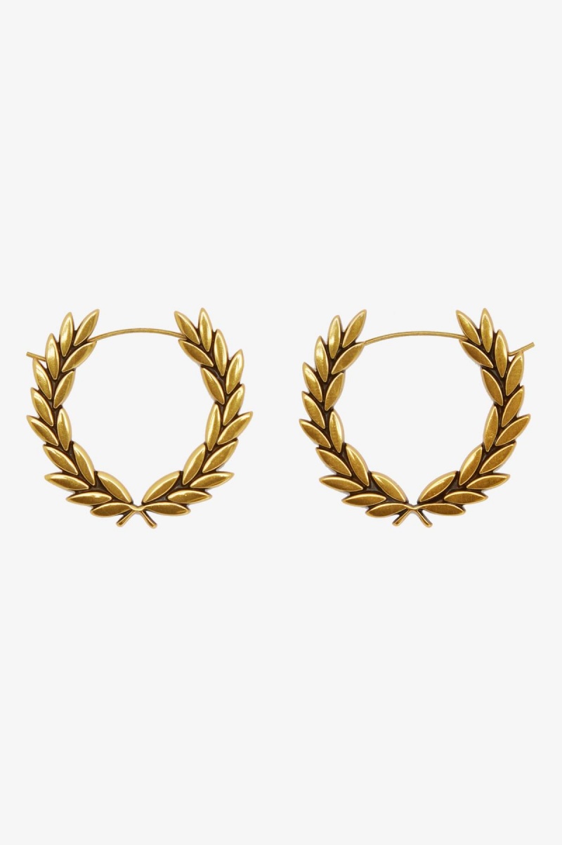 Gold Fred Perry Laurel Wreath Earrings Accessories Jewellery | DCAKV91799