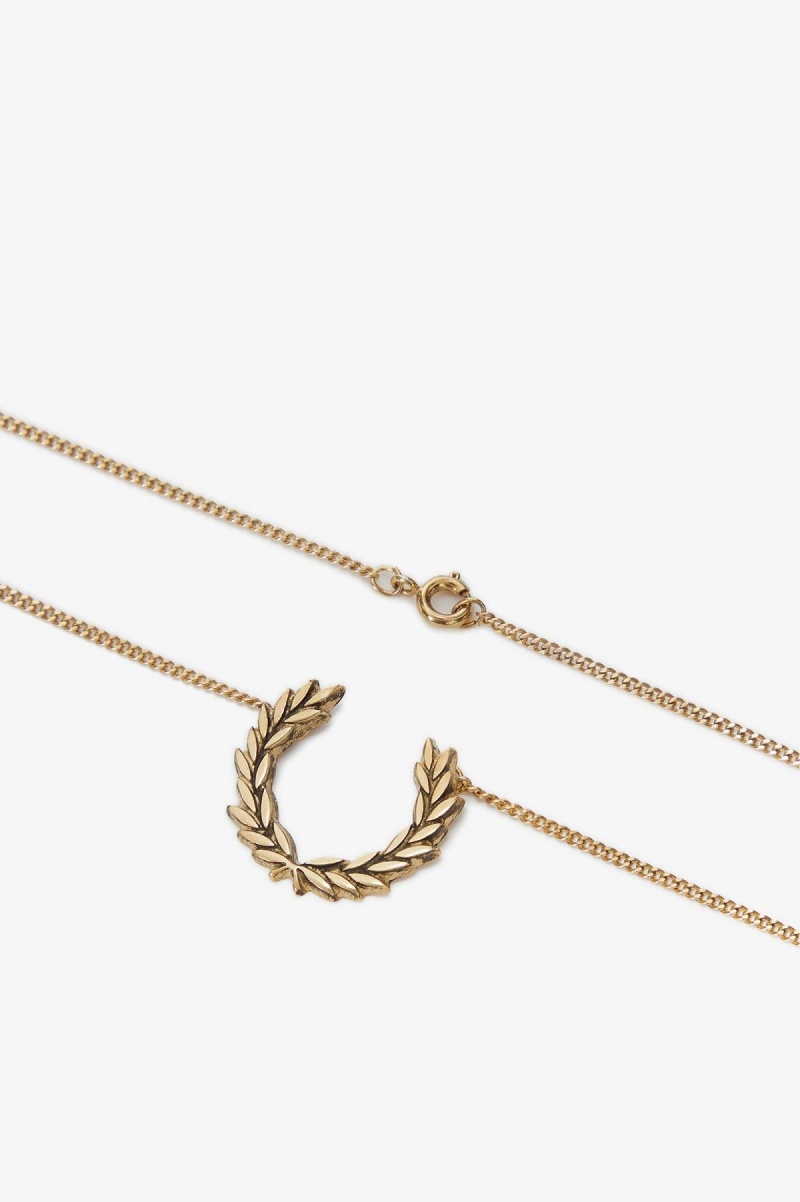 Gold Fred Perry Laurel Wreath Necklace Accessories Jewellery | TCAPQ76908