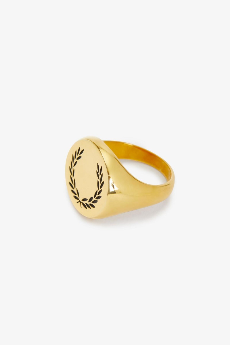 Gold Fred Perry Laurel Wreath Ring Accessories Jewellery | MCAHR82914