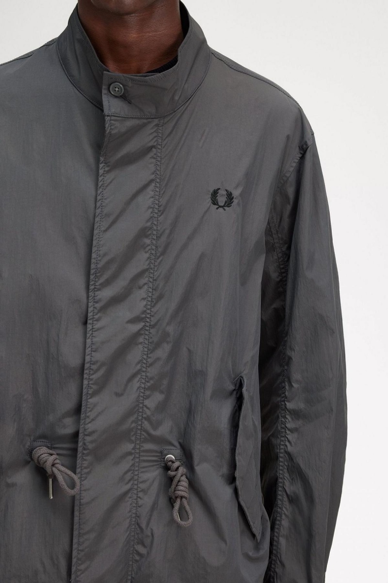 Gunmetal Fred Perry Straight Hem Parka Men's Coats | CAZPD94660