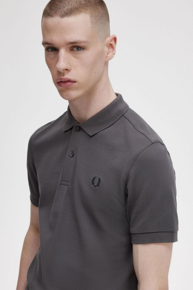 Gunmetal / Black Fred Perry M6000 Men's Polo Shirts | SCAVO15437