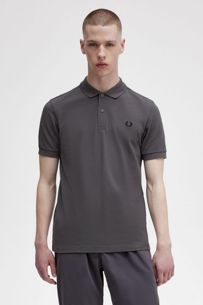 Gunmetal / Black Fred Perry M6000 Men's Polo Shirts | SCAVO15437