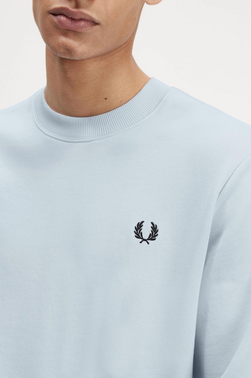 Light Ice Fred Perry Crew Neck Men's Sweatshirts | CACIF46602