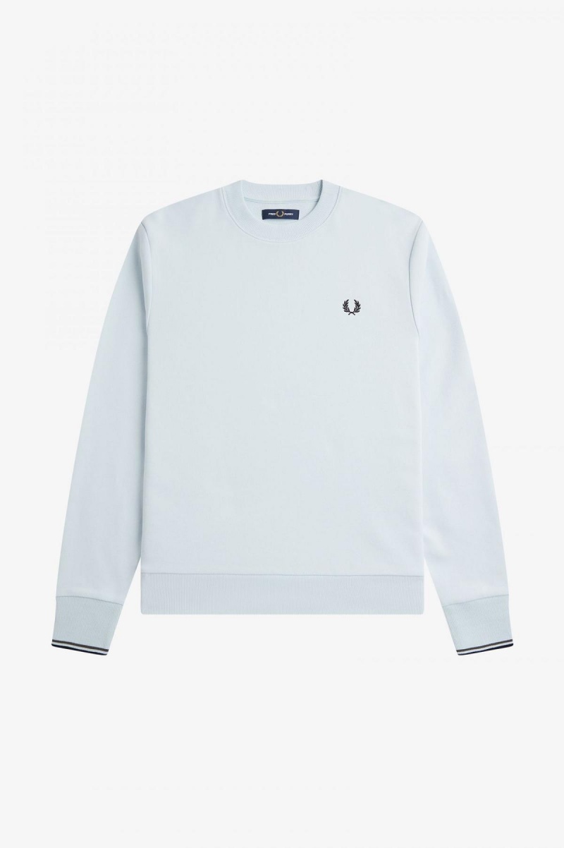 Light Ice Fred Perry Crew Neck Men's Sweatshirts | CACIF46602