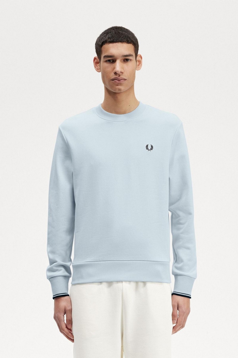 Light Ice Fred Perry Crew Neck Men\'s Sweatshirts | CACIF46602