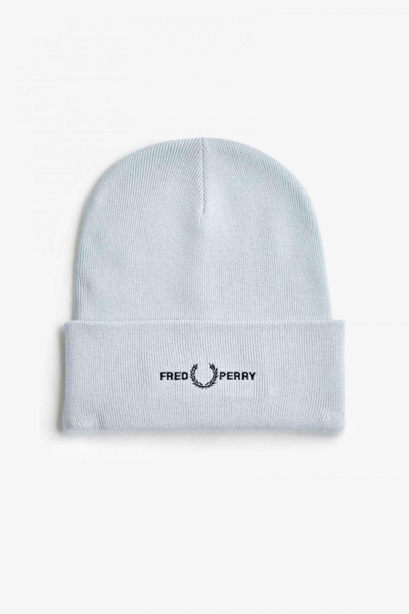 Light Ice / Black Fred Perry Graphic Accessories Beanie | ZCANQ19295