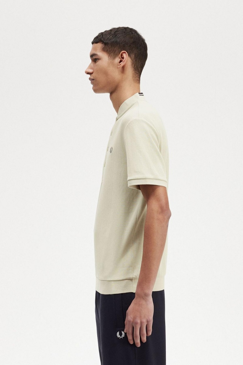 Light Oyster Fred Perry Henley Polo Men's T Shirts | FCAUI49721