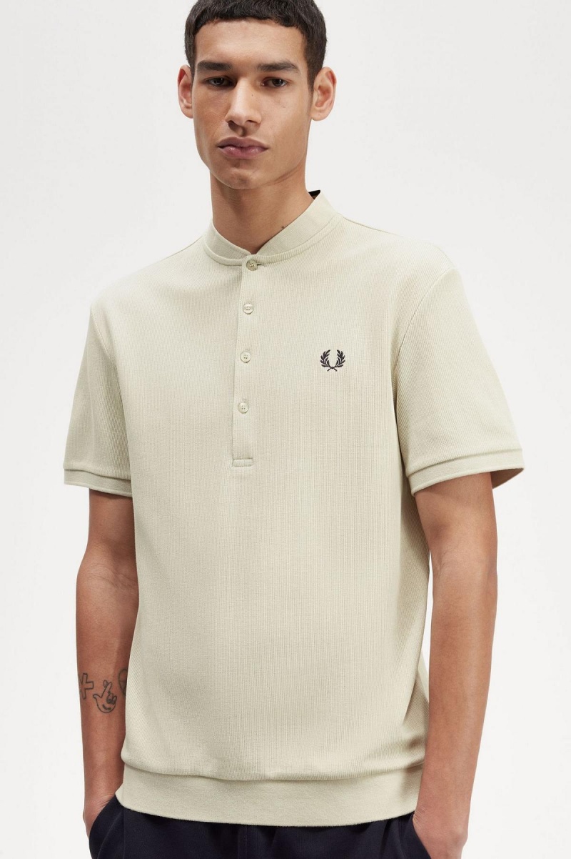 Light Oyster Fred Perry Henley Polo Men's T Shirts | FCAUI49721