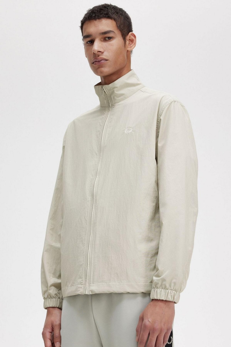 Light Oyster Fred Perry Woven Men's Track Jackets | LCASX96738