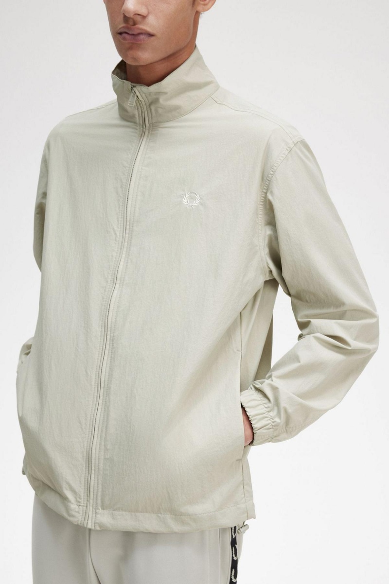 Light Oyster Fred Perry Woven Men's Track Jackets | LCASX96738