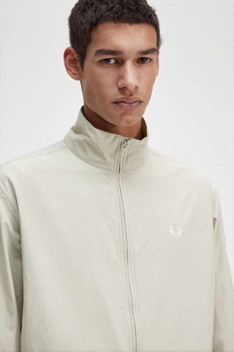 Light Oyster Fred Perry Woven Men's Track Jackets | LCASX96738