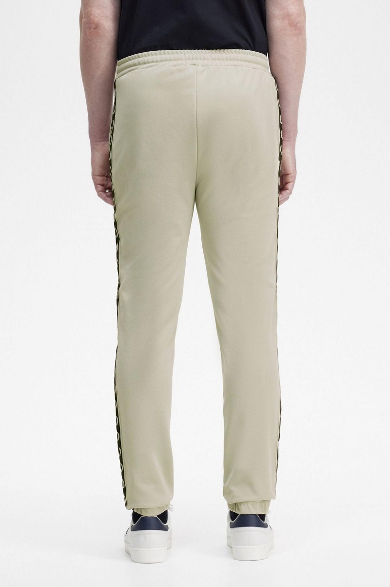 Light Oyster / Black Fred Perry Taped Track Pants Men's Trousers | CADYB78209