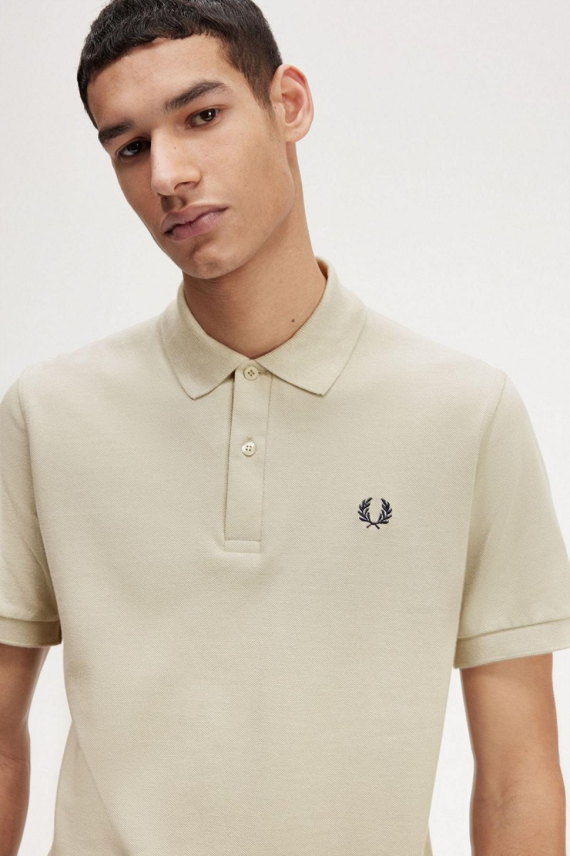 Light Oyster / Navy Fred Perry M3 Men's Polo Shirts | CAXMI69286