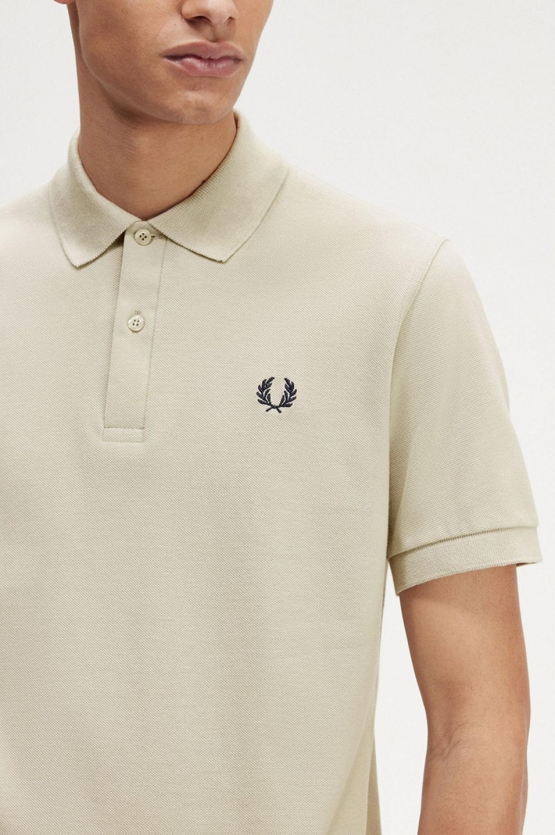 Light Oyster / Navy Fred Perry M3 Men's Polo Shirts | CAXMI69286