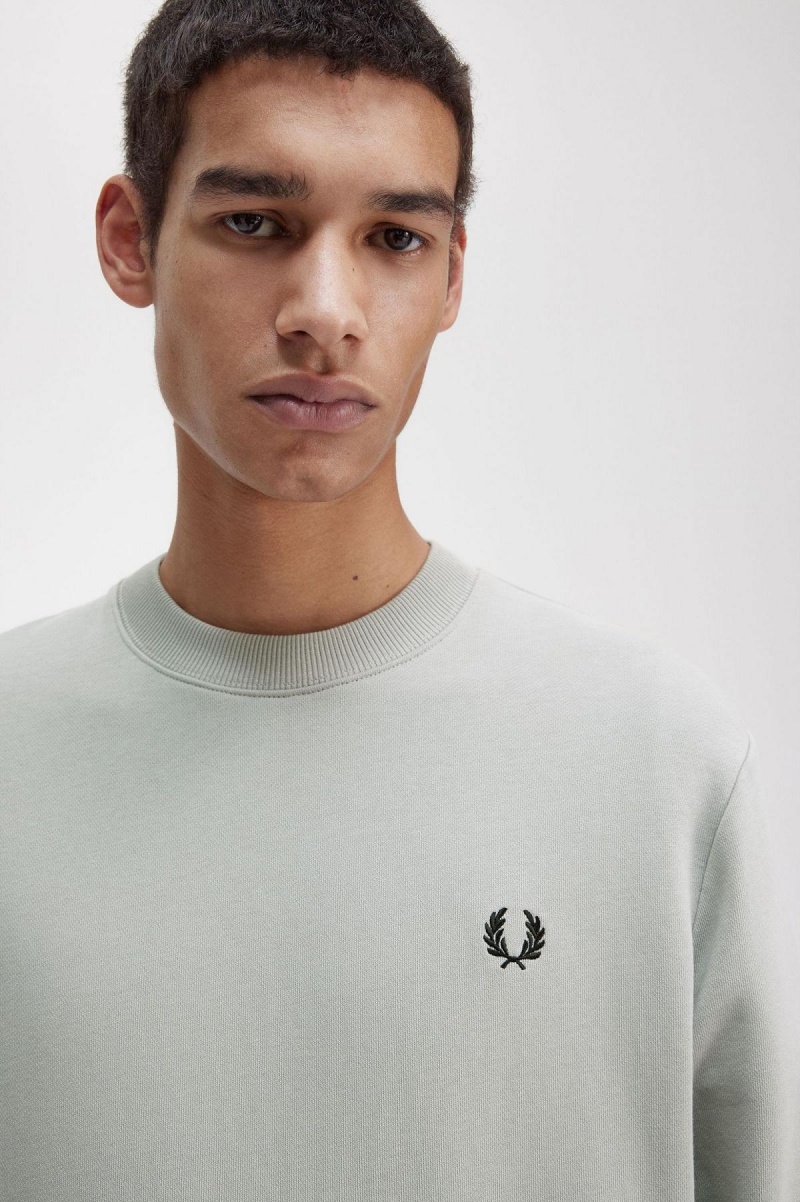 Limestone Fred Perry Crew Neck Men's Sweatshirts | SCANY13495