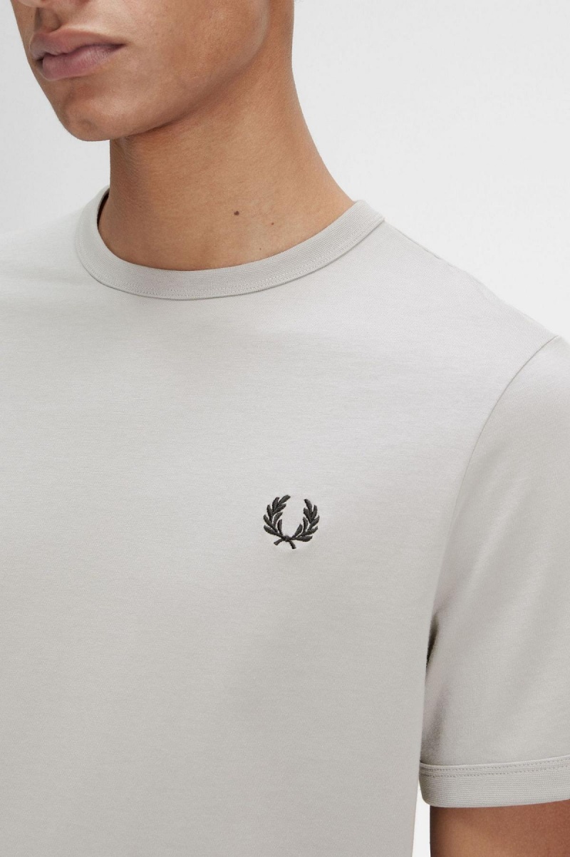 Limestone Fred Perry Ringer Men's T Shirts | CAJZR86367