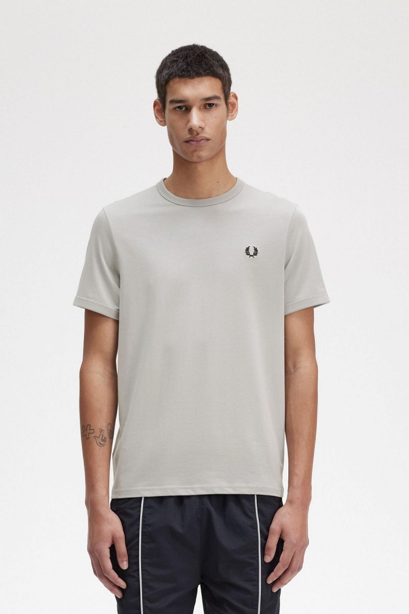 Limestone Fred Perry Ringer Men\'s T Shirts | CAJZR86367