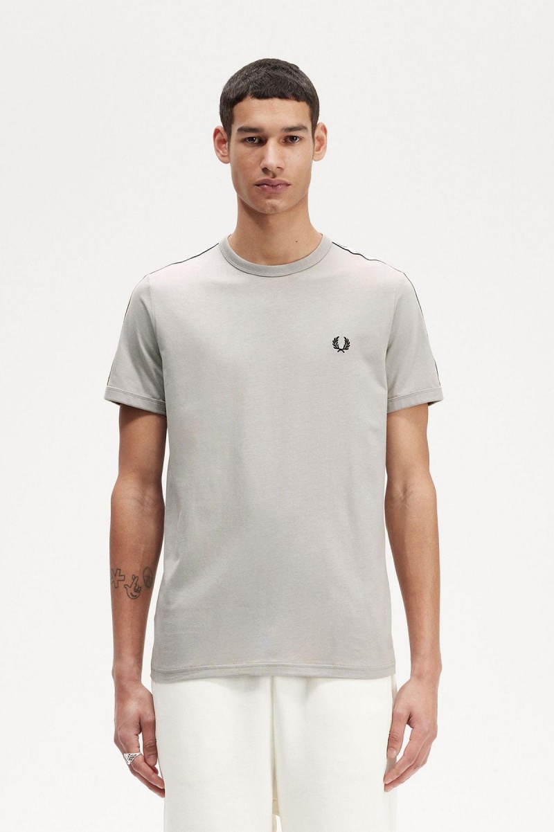 Limestone Fred Perry Taped Ringer Men\'s T Shirts | CAQAV73778