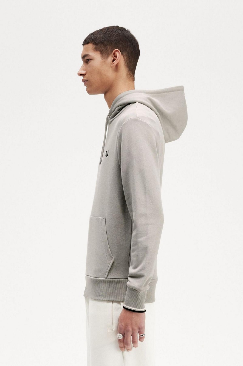 Limestone Fred Perry Tipped Hooded Men's Sweatshirts | TCAPQ66108