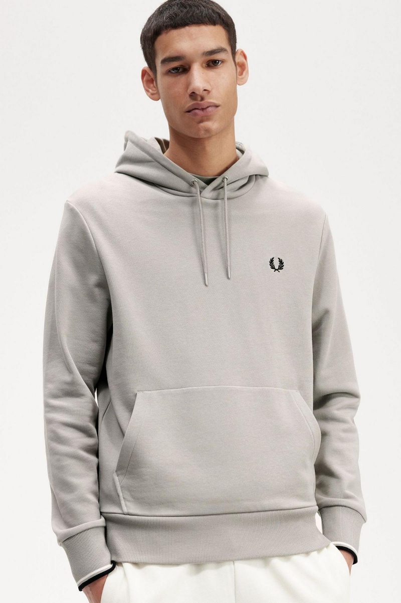 Limestone Fred Perry Tipped Hooded Men's Sweatshirts | TCAPQ66108