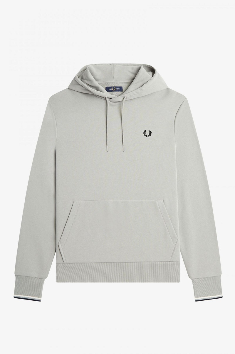 Limestone Fred Perry Tipped Hooded Men's Sweatshirts | TCAPQ66108