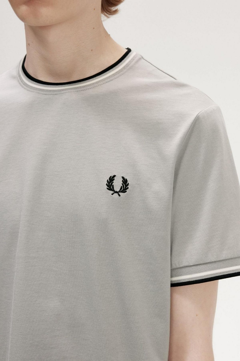 Limestone Fred Perry Twin Tipped Men's T Shirts | CAJKU74650