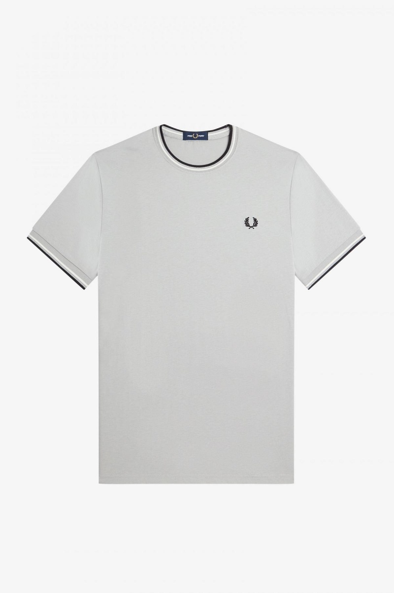 Limestone Fred Perry Twin Tipped Men's T Shirts | CAJKU74650