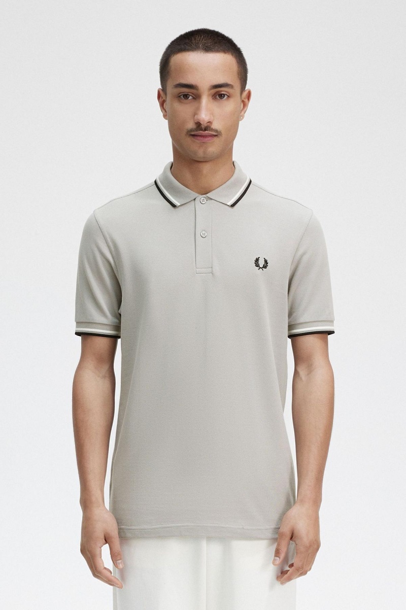 Limestone / Ecru / Black Fred Perry M3600 Men's Fred Perry Shirt | GCAEC37369