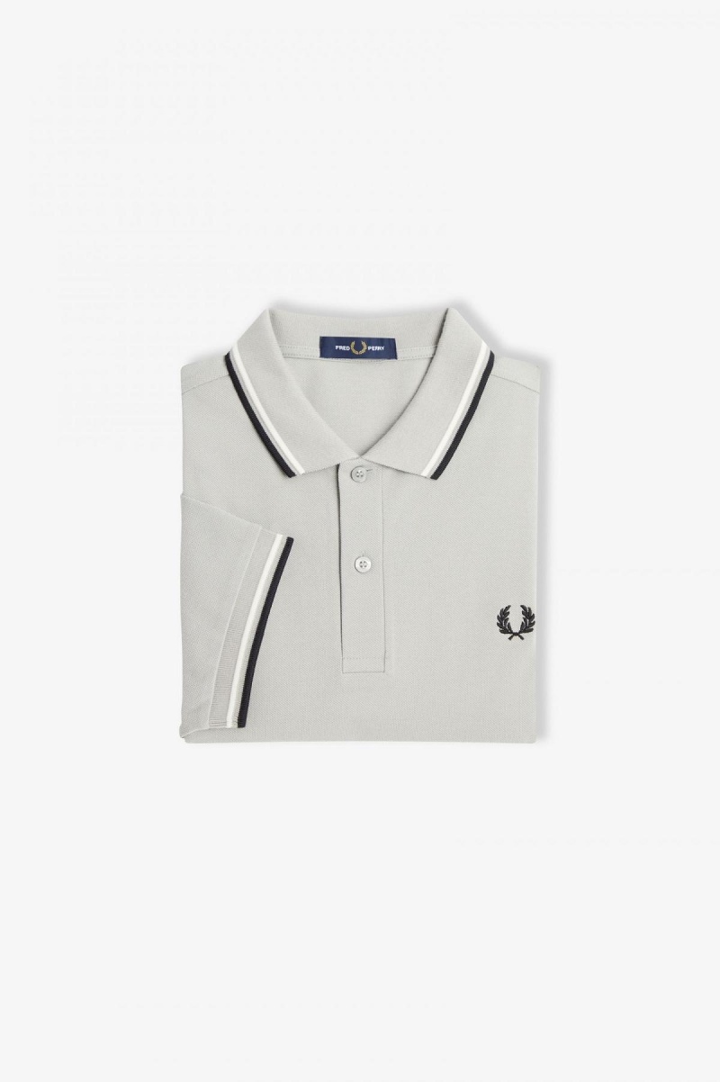 Limestone / Ecru / Black Fred Perry M3600 Men's Polo Shirts | QCAWA18734