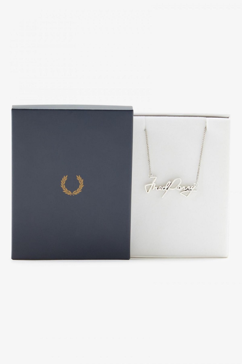 Metallic Silver Fred Perry Fred Perry Necklace Accessories Jewellery | XCABH82294