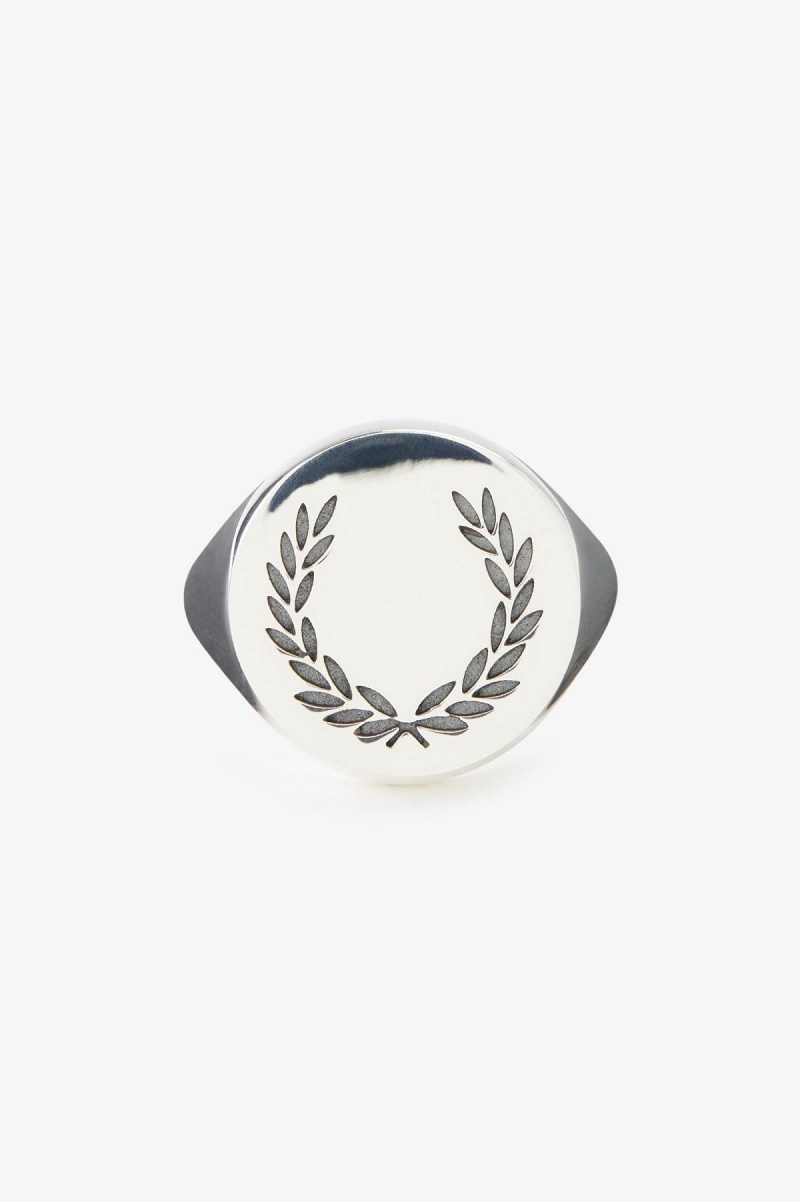 Metallic Silver Fred Perry Laurel Wreath Ring Accessories Jewellery | SCAVO62005