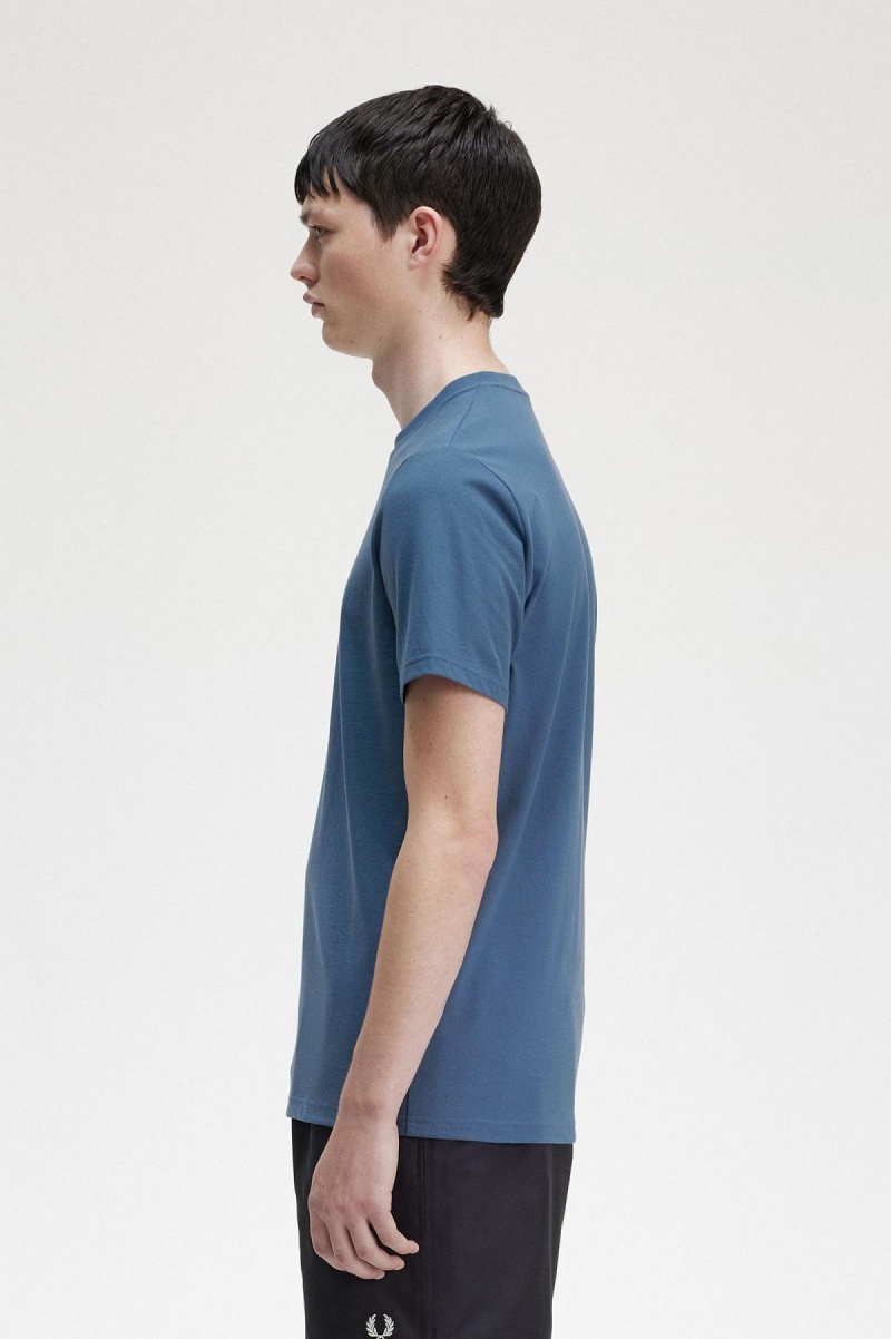 Midnight Blue Fred Perry Embroidered Men's T Shirts | CAEGJ17348